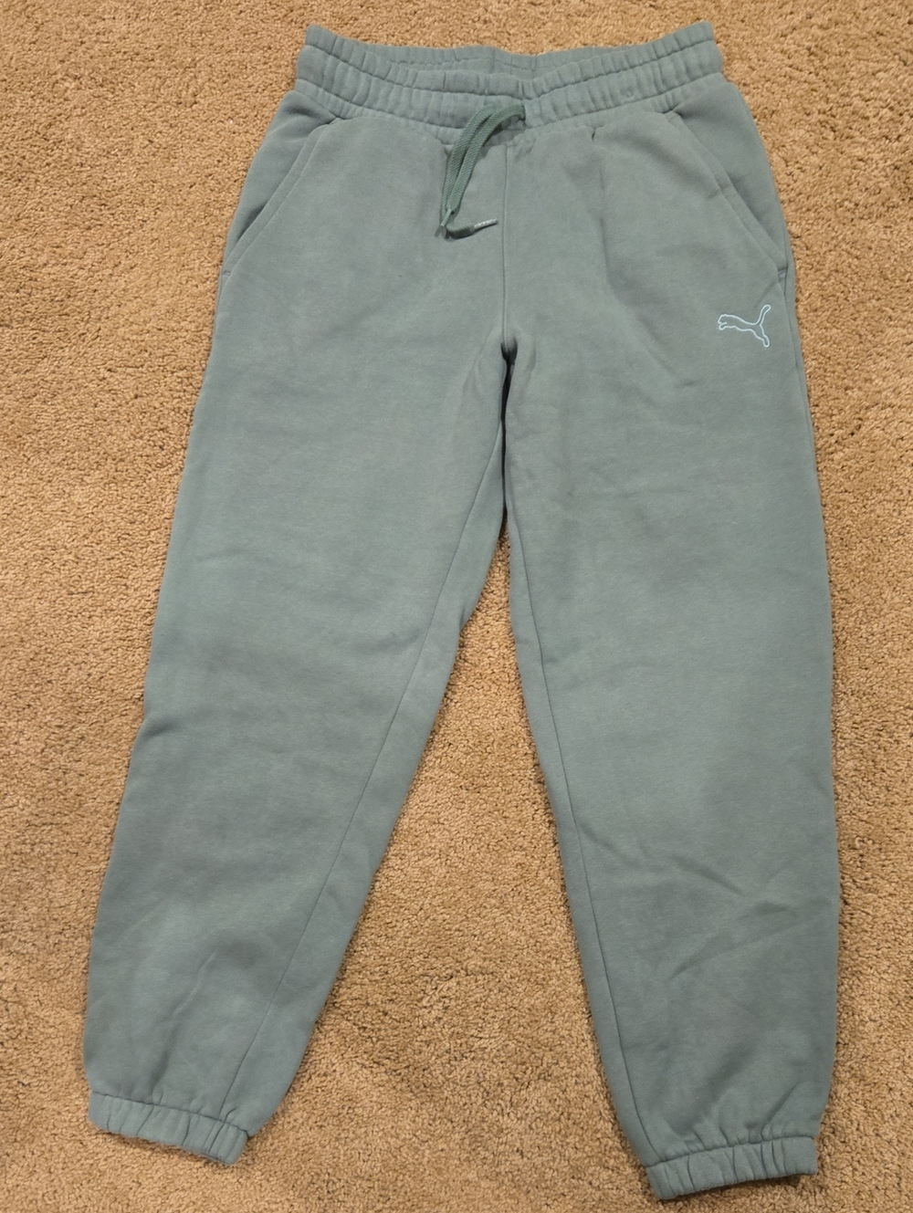 Puma Sage Green Drawstring Joggers with Puma Logo